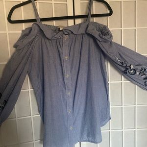 Loft Cold Shoulder Stripe Blouse